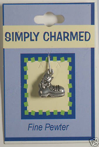 SIMPLY CHARMED SILVER CAT IN SHOE PENDANT JEWELRY