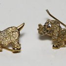 Vintage Gold Metal Puppy Dog Hair Barrette Pair