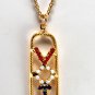 Vintage Gold Metal Red White Blue Rhinestone "Vote" 60's Political Necklace