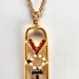 Vintage Gold Metal Red White Blue Rhinestone "Vote" 60's Political Necklace
