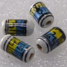 Vintage Picture Scene Glass  Beads Set of 4