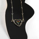 Vintage Heliotrope Ball Heart Silver Metal Ankle Bracelet Jewelry