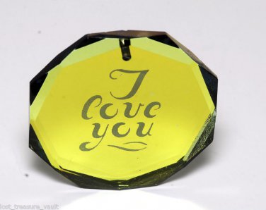 VTG Vitrail Machine Cut Swarovski I love You Pendant