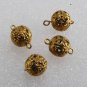 Vintage Filigree Balls Brass Metal Lot of 4 Bead Connectors Jewelry Making
