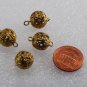 Vintage Filigree Balls Brass Metal Lot of 4 Bead Connectors Jewelry Making