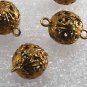 Vintage Filigree Balls Brass Metal Lot of 4 Bead Connectors Jewelry Making