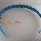 Vintage Blue Headband Made in Hong Kong Gold Metal Wire Wrapped Hair Accessory