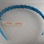 Vintage Blue Headband Made in Hong Kong Gold Metal Wire Wrapped Hair Accessory