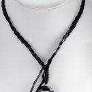 Guess Flower Leather Necklace White Black Plastic Resin Braided Jewelry