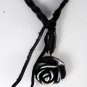 Guess Flower Leather Necklace White Black Plastic Resin Braided Jewelry
