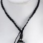 Guess Flower Leather Necklace White Black Plastic Resin Braided Jewelry