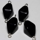 Vintage 4 Bicone Black Glass Connector Bead Findings