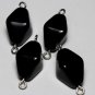 Vintage 4 Bicone Black Glass Connector Bead Findings