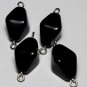 Vintage 4 Bicone Black Glass Connector Bead Findings