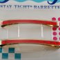 Retro 1989 Goody Stay Tight Barrettes Pair New in Package Red Hologram Gold Tone