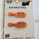 Vintage Tip Top Hair Barrette Enamel Comb Pair Faberge Wire Back Orange NOC