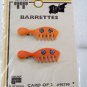 Vintage Tip Top Hair Barrette Enamel Comb Pair Faberge Wire Back Orange NOC