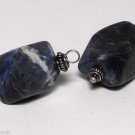 VTG Blue White Silver Shank Sodalite Stone Bead Pendant Pair