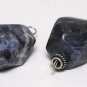 VTG Blue White Silver Shank Sodalite Stone Bead Pendant Pair