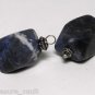 VTG Blue White Silver Shank Sodalite Stone Bead Pendant Pair