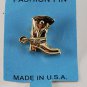 Vintage Gold Metal Cowboy Boot w/Spur Made In USA Fashion Pin