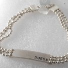Guess Necklace Jewelry Silver Tone Metal Three Strand Beaded Chain Choker