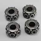 Vintage Silver Metal Black Enamel Rondelle Metal Bead Spacer Finding 4
