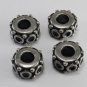 Vintage Silver Metal Black Enamel Rondelle Metal Bead Spacer Finding 4