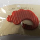 Vintage PLastic Hair Slider Barrette Pretty Leafy Pattern Pearly Lined Red NOC