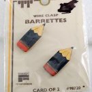 Vintage Tip Top Hair Barrette Enamel Pencil Pair Faberge Wire Back Black NOC