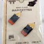 Vintage Tip Top Hair Barrette Enamel Pencil Pair Faberge Wire Back Black NOC