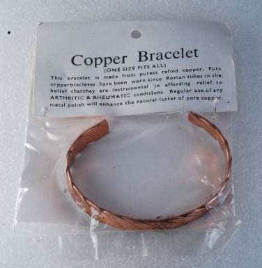 Vintage Copper Bracelet Made in India Flower Pattern Rope Style Jewelry New