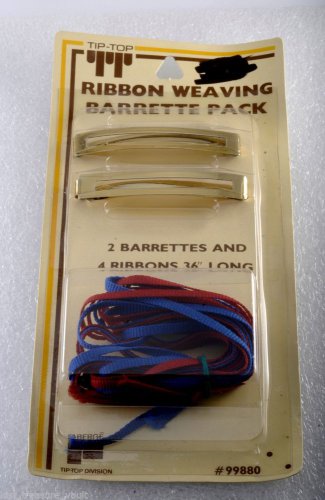 Vintage Tip Top Barrettes Ribbon Weaving Pack Red Blue Gold Tone Metal