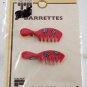 Vintage Tip Top Hair Barrette Enamel Comb Pair Faberge Wire Back Pink NOC