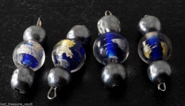 LTV Vintage Venitian Murano Style Glass Bead Dangles Jewelry Making Set of 4