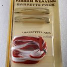 Vintage Tip Top Barrettes Ribbon Weaving Pack Red White Gold Tone Metal