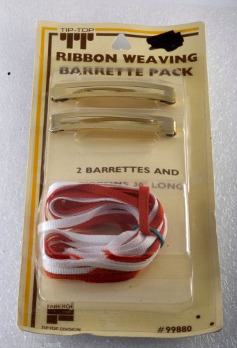 Vintage Tip Top Barrettes Ribbon Weaving Pack Red White Gold Tone Metal