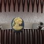 Vintage Hair COmb Pair Silver PLated Metal Cameo Rhinestone Topper Hair Accessor