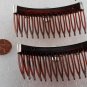 Vintage Hair COmb Pair Silver PLated Metal Cameo Rhinestone Topper Hair Accessor
