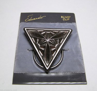 Vintage Eduardo Scarf Clip Silver Metal NOC Triangle Geometric Scarf Accessorie