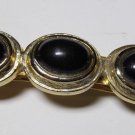 Vintage Hair Barrette Gold Tone Metal BLack Cabochon Hair Accessorie
