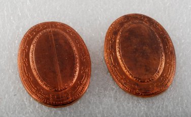 Vintage Copper Stamping Oval Etched Center Rise Design 28mm x 31mm