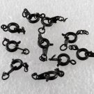 LOOK!! Vintage Lot 10 Matte Black Spring Ring Clasps 5MM With Tag Jewelry Making