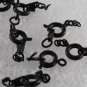 LOOK!! Vintage Lot 10 Matte Black Spring Ring Clasps 5MM With Tag Jewelry Making