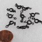 LOOK!! Vintage Lot 10 Matte Black Spring Ring Clasps 5MM With Tag Jewelry Making