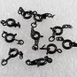 LOOK!! Vintage Lot 10 Matte Black Spring Ring Clasps 5MM With Tag Jewelry Making