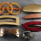 Vintage Hair Barrette Lot 7 Pieces Metal Fabric Suede Hair Accessories