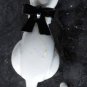VINTAGE CAT PIN JEWELRY WHITE METAL CAT WITH BLACK BOW TIE