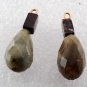 Vintage Bead Pair Stone Dangle Galaxite Red Jasper Brass Shank Jewelry Making