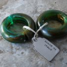 Vintage 60's Clip On Earrings Loop Made IN Italy Speckled Green Plastic Hinged